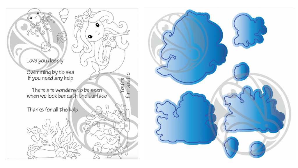 The Rabbit Hole Designs Fin Tastic Clear Stamp and Die Set