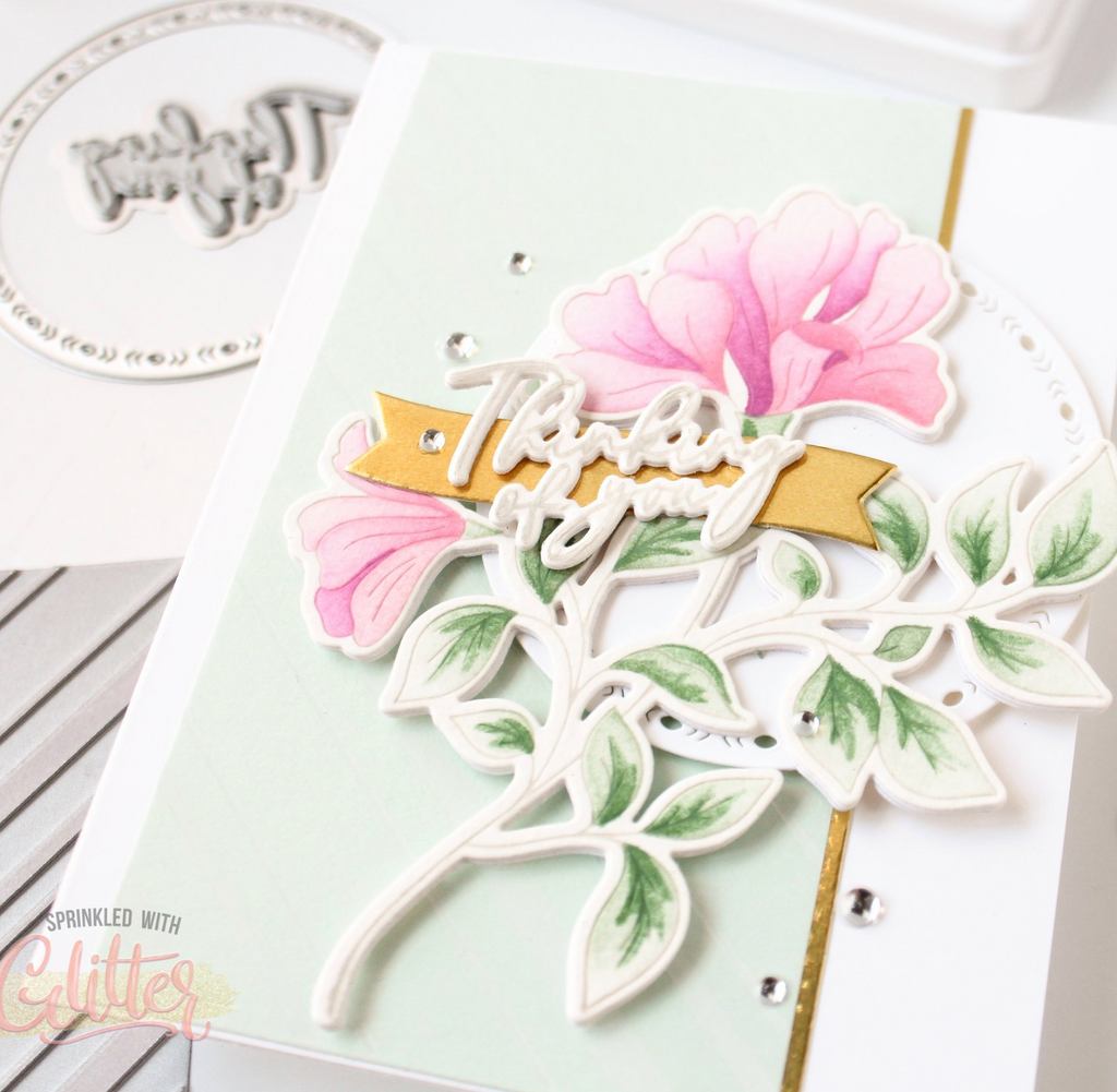 Pinkfresh Studio Plaid Press Plates 245024 Floral Encouragement Card | color-code:ALT01
