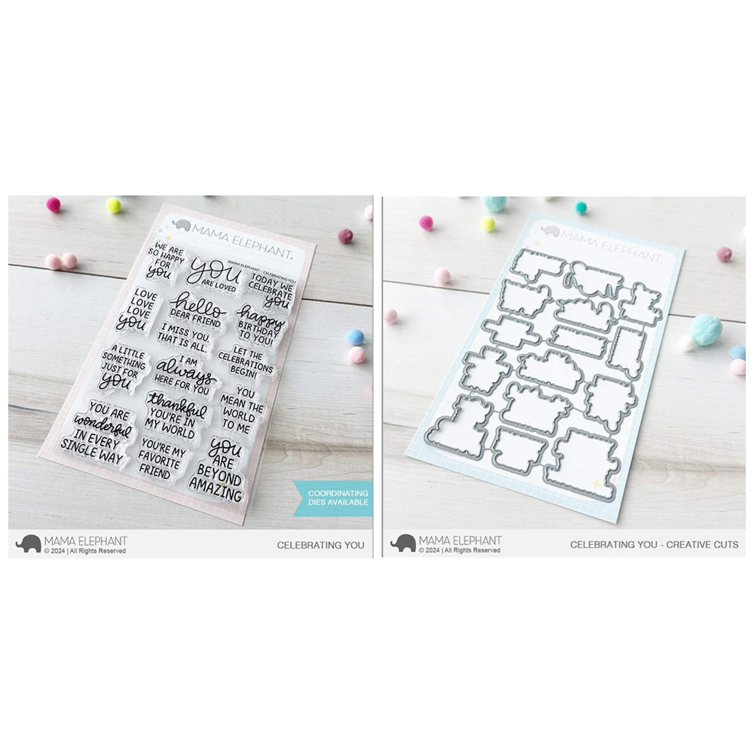 Mama Elephant Celebrating You Clear Stamps and Die Set