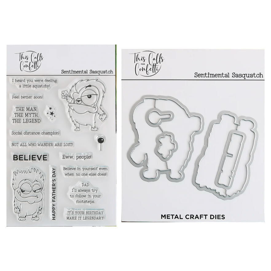 This Calls For Confetti Sentimental Sasquatch Clear Stamp and Die Set