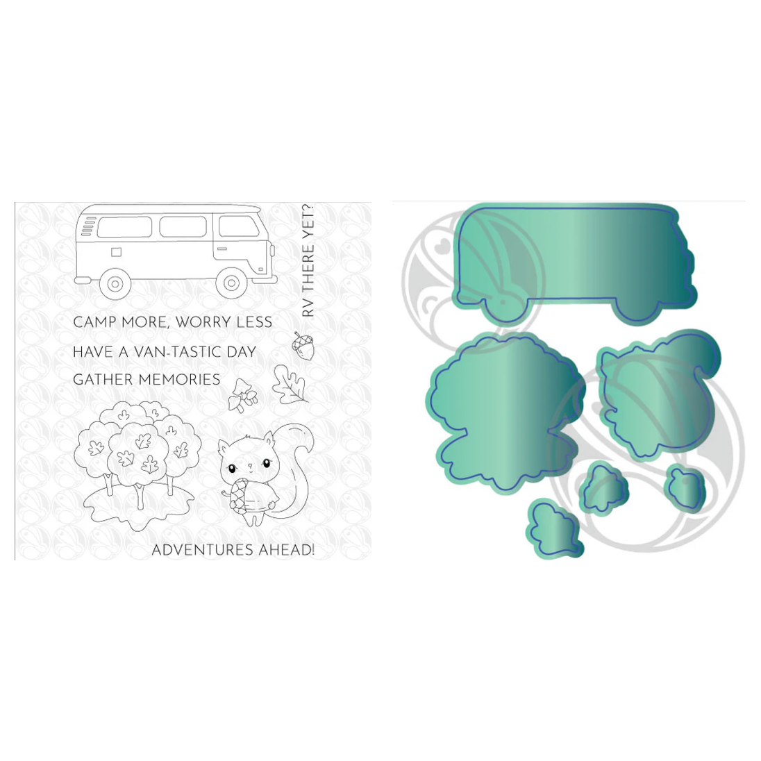 The Rabbit Hole Designs RVing with Tailette Clear Stamp and Die Set