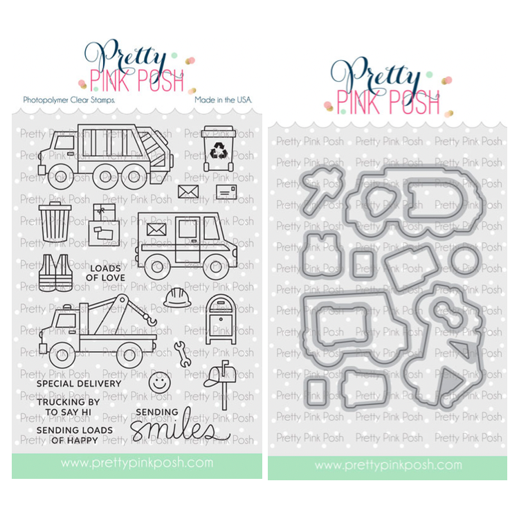 Pretty Pink Posh Utility Vehicles Clear Stamp and Die Set