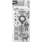 Tim Holtz Clear Stamps and Stencil FESTIVE OVERLAY THMM135