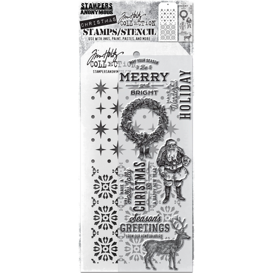 Tim Holtz Clear Stamps and Stencil Festive Overlay, Starry and