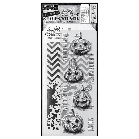 Tim Holtz Clear Stamps and Stencil Pumpkinhead, Zig Zag and Grime