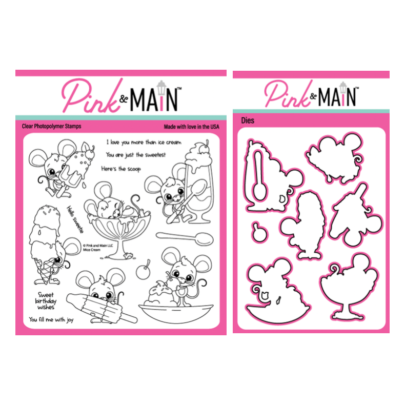 Pink and Main Mice Cream Clear Stamp and Die Set