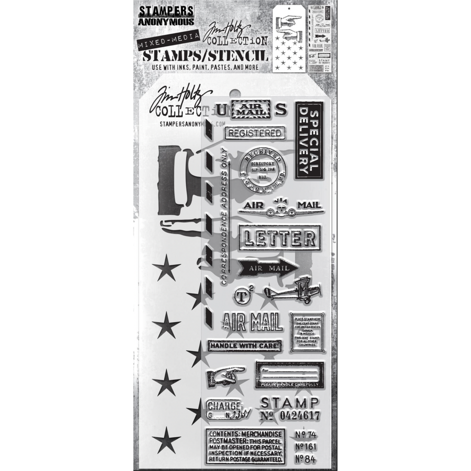 Tim Holtz スタンプ まとめ売り Tim Holtz Clear Stamps and Stencil Correspondence, Direction and