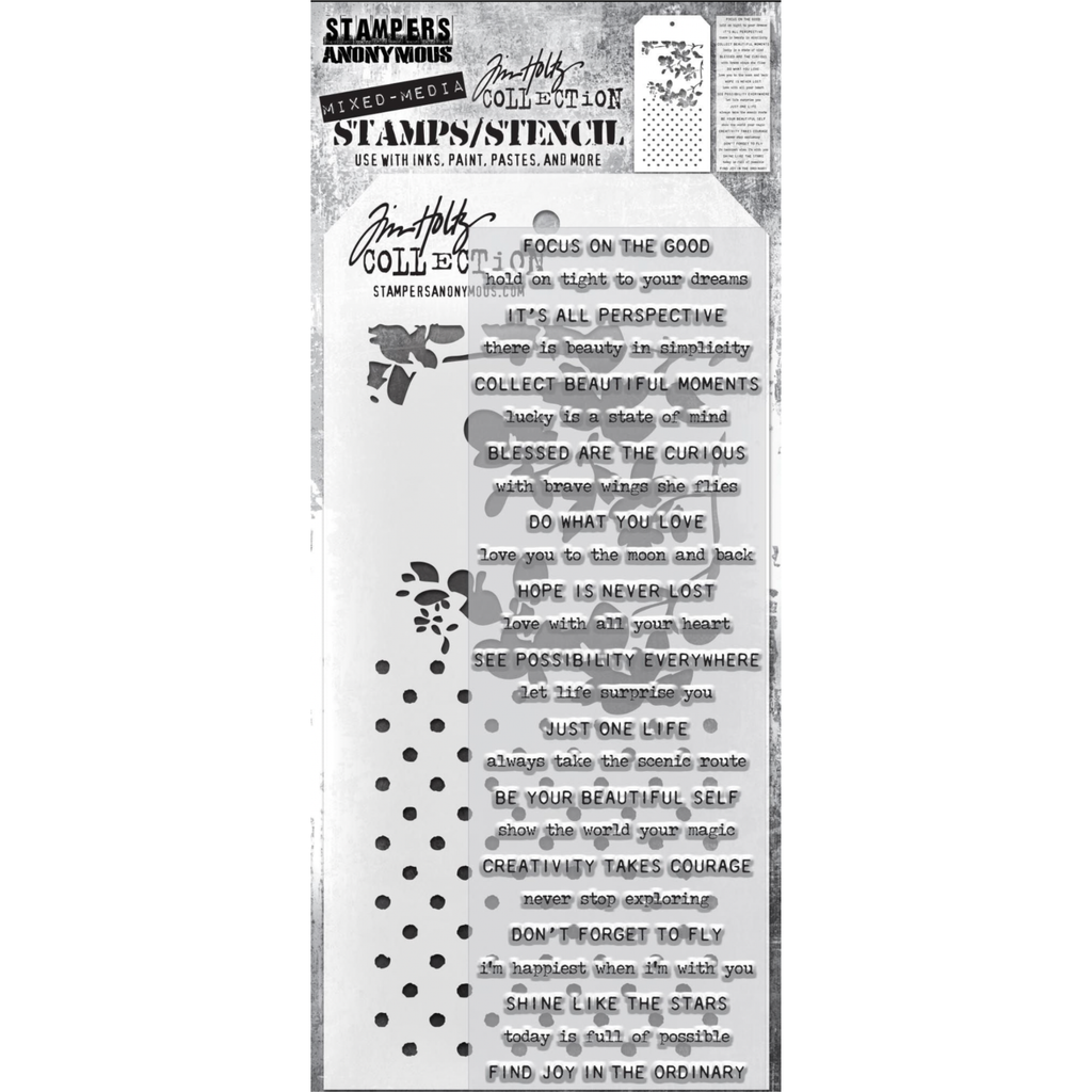 Tim Holtz Clear Stamps and Stencil BLOSSOM AND POLKADOT THMM113