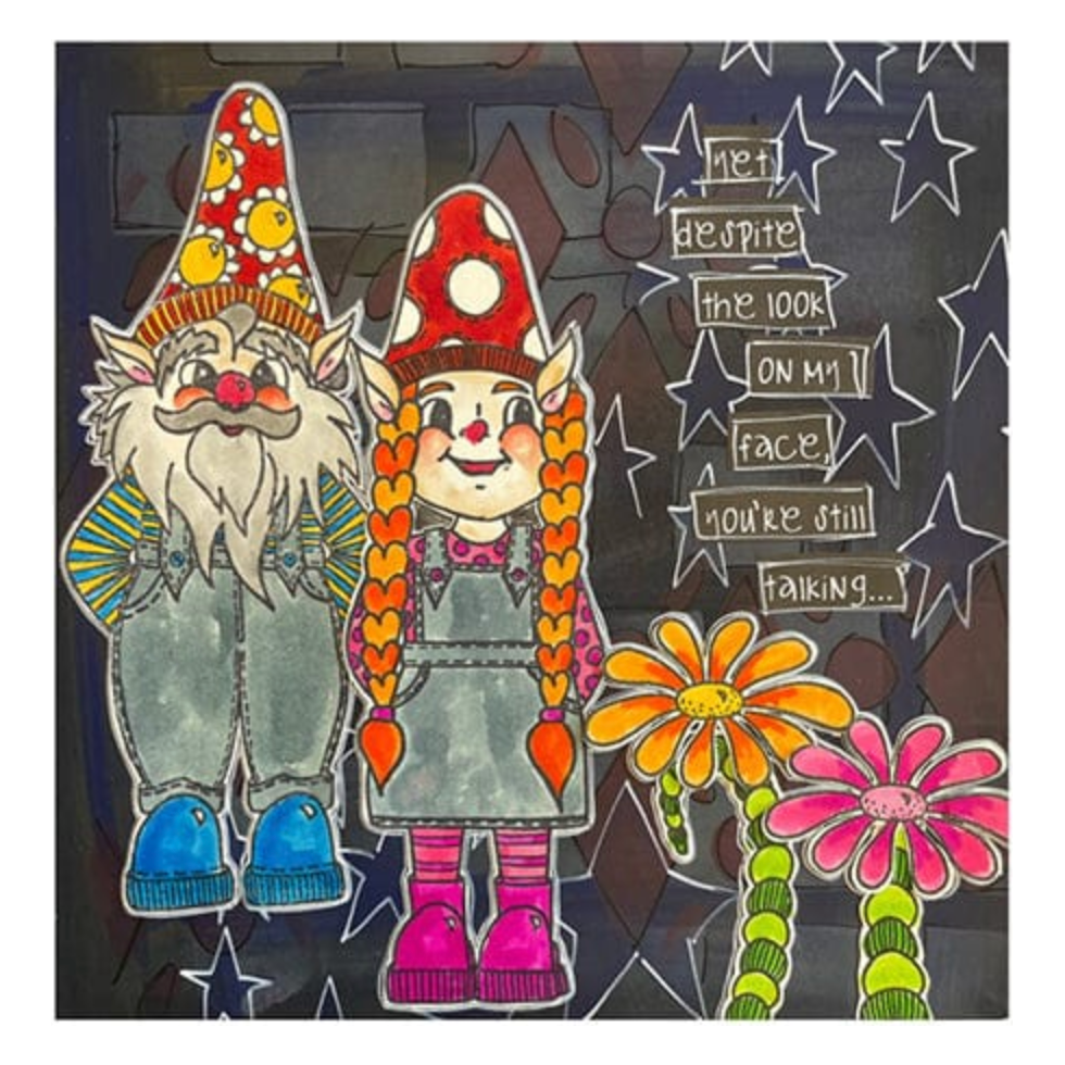 Dyan Reaveley Dylusions Gnome Sweet Gnome Cling Stamps dyr10011 stars