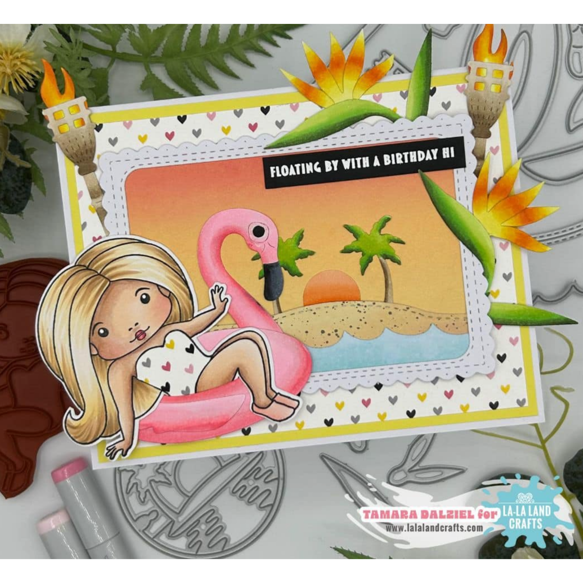 La-La Land Crafts Swimsuit Marci Cling Stamp 5576 happy birthday