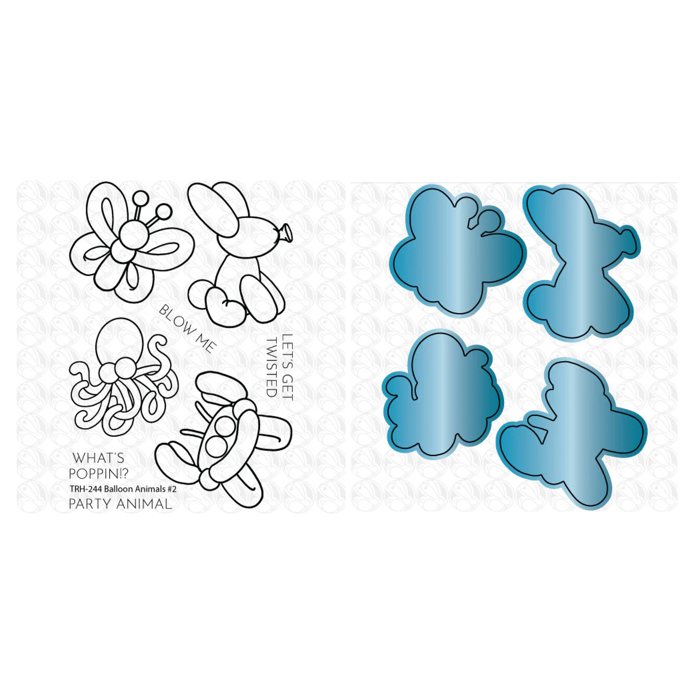 The Rabbit Hole Designs Balloon Animals 2 Clear Stamp and Die Set