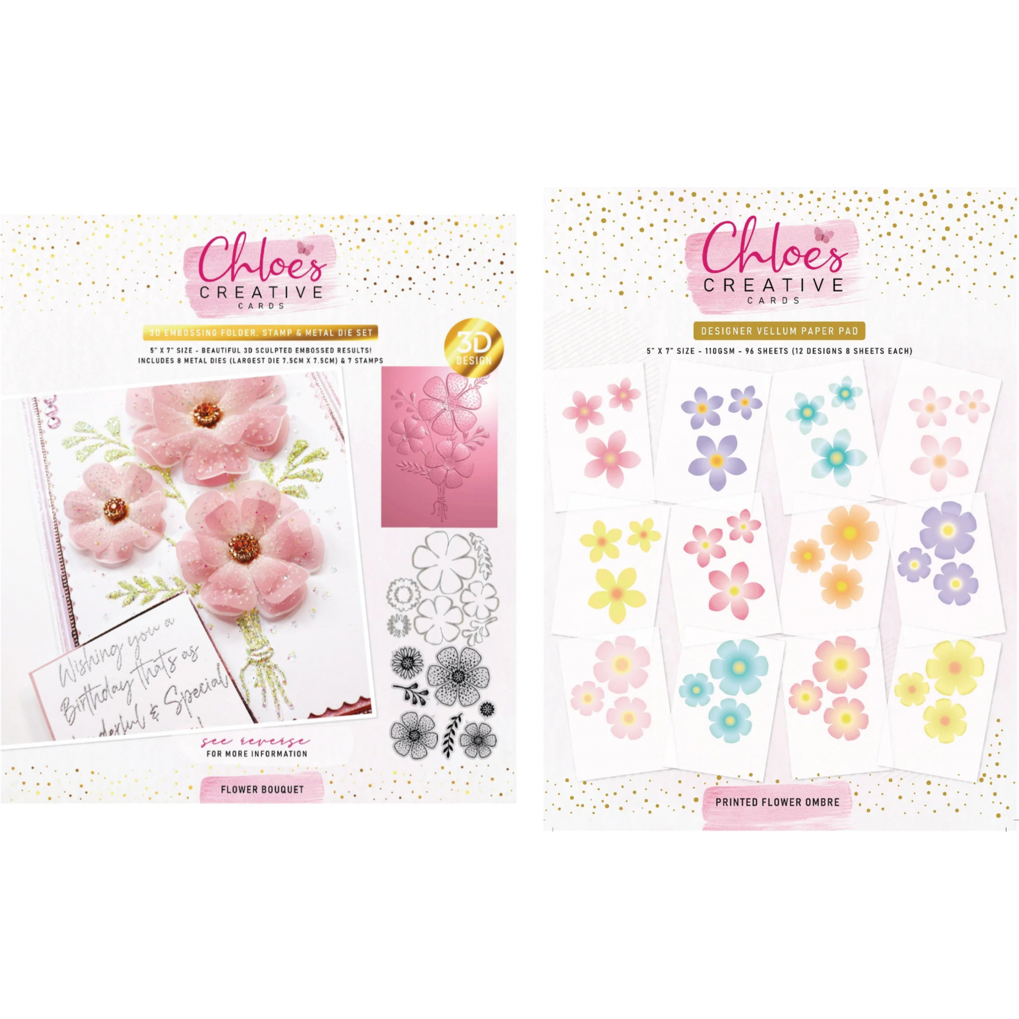 Chloe's Creative Cards Flower Bouquet Folder, Stamp, Die and Vellum Bundle