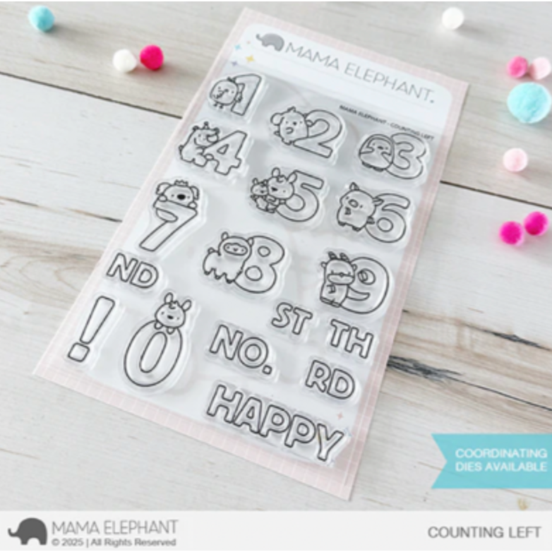 Mama Elephant Counting Left Clear Stamp and Die Set