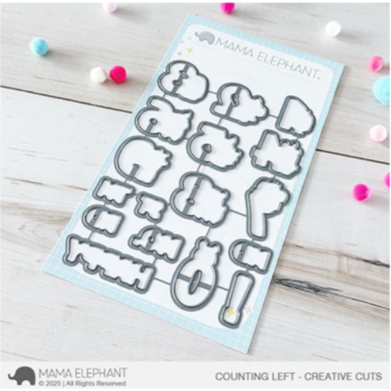 Mama Elephant Counting Left Clear Stamp and Die Set