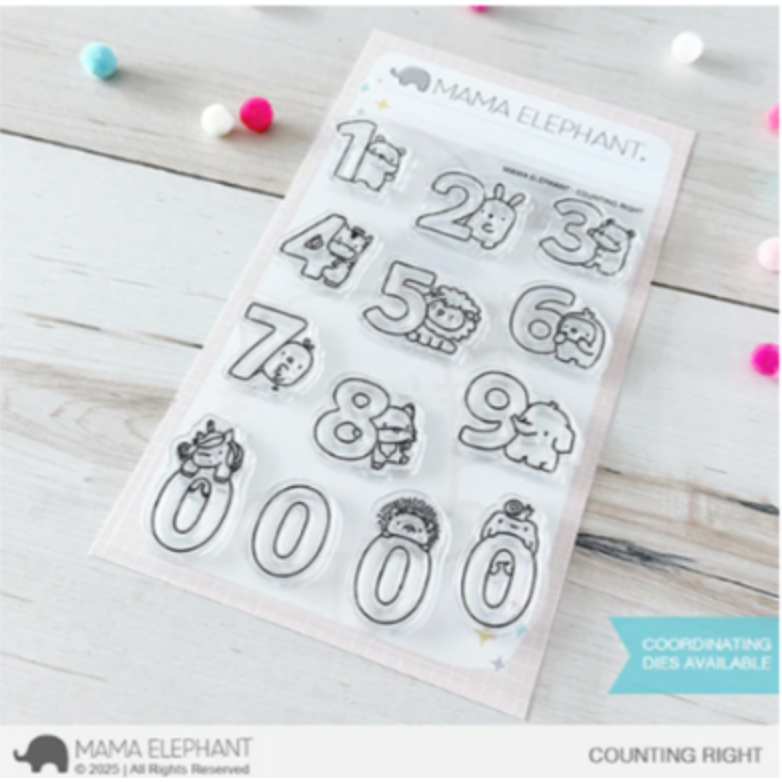 Mama Elephant Counting Right Clear Stamp and Die Set