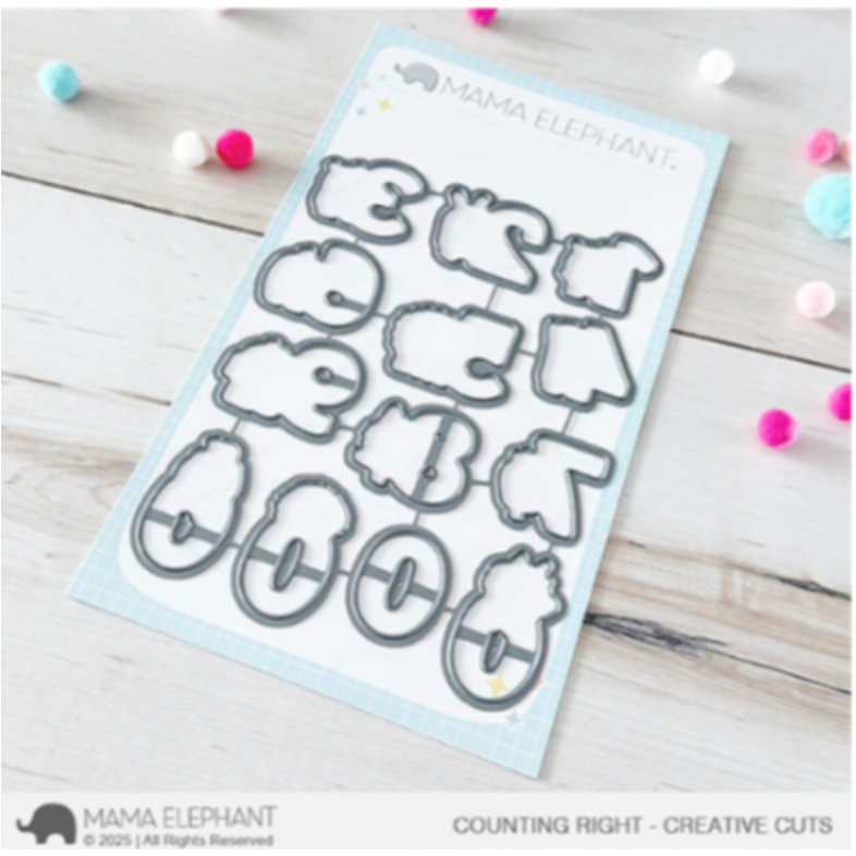 Mama Elephant Counting Right Clear Stamp and Die Set