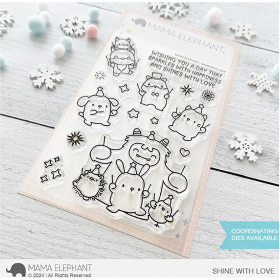 Mama Elephant Shine With Love Clear Stamp and Die Set*