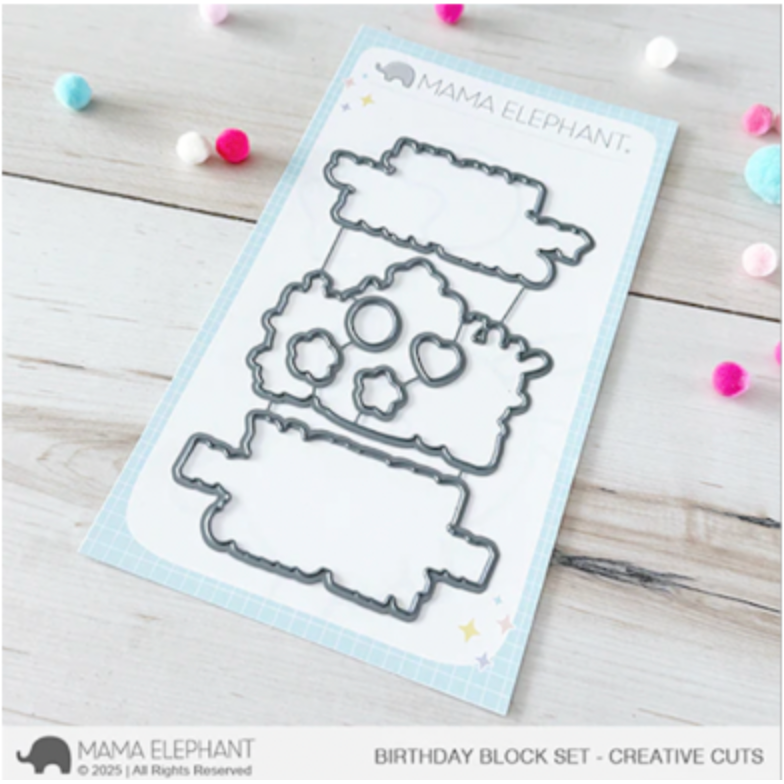 Mama Elephant Birthday Block Clear Stamp and Die Set