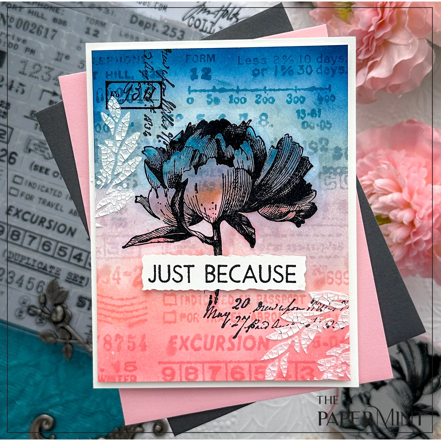 Tim Holtz Distress Ink Pad Weathered Wood Ranger TIM20257 French Bouquet Card | color-code:ALT02