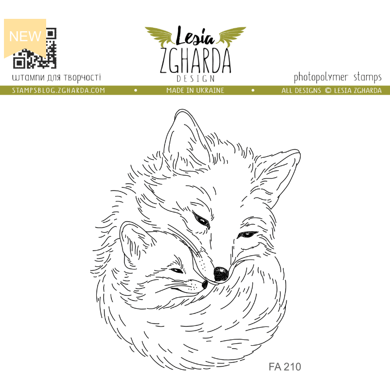 Lesia Zgharda Foxes Hug Clear Stamp fa210