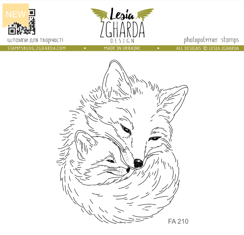 Lesia Zgharda Foxes Hug Clear Stamp fa210