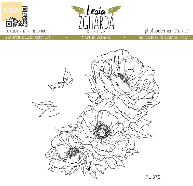 Lesia Zgharda Flowers Corner Clear Stamp fl379