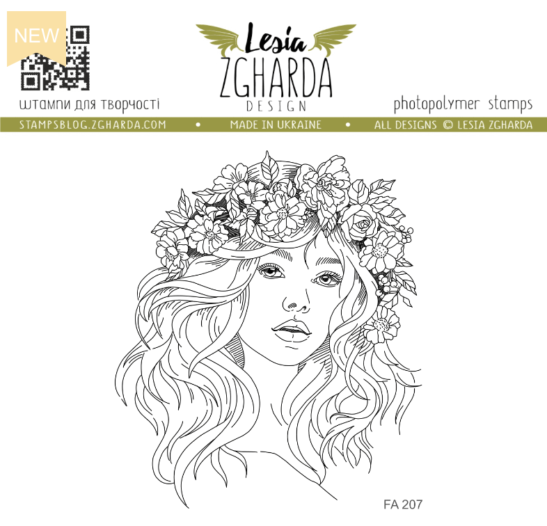 Lesia Zgharda Girl in Wreath Clear Stamp fa207