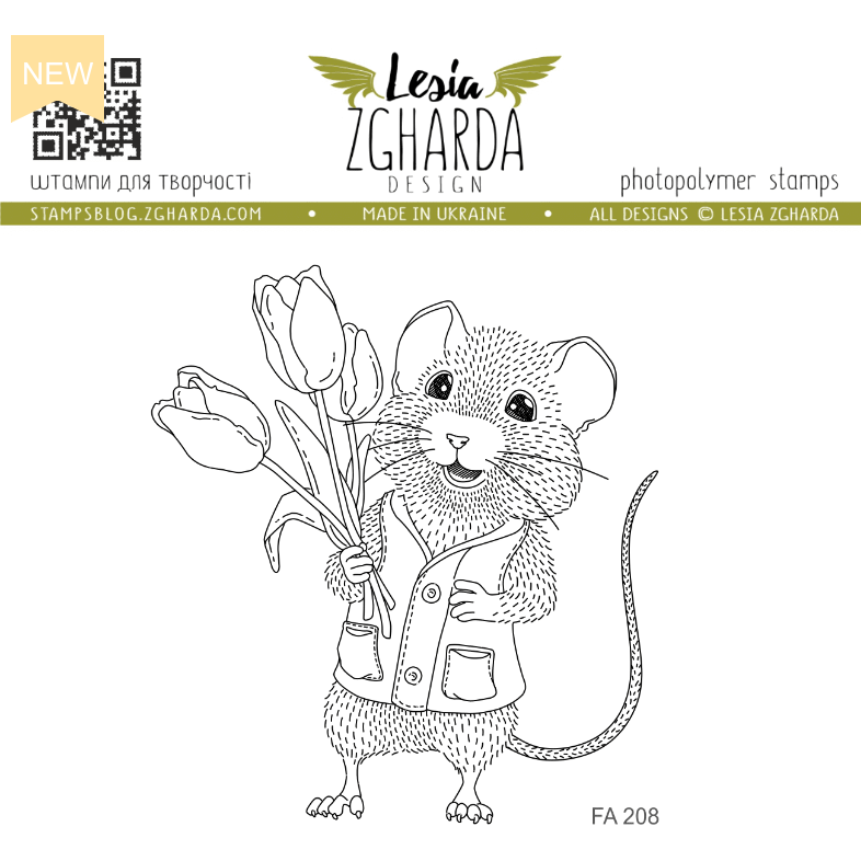Lesia Zgharda Tulip Mouse Clear Stamp fa208