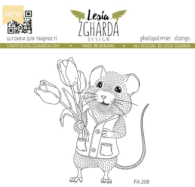 Lesia Zgharda Tulip Mouse Clear Stamp fa208