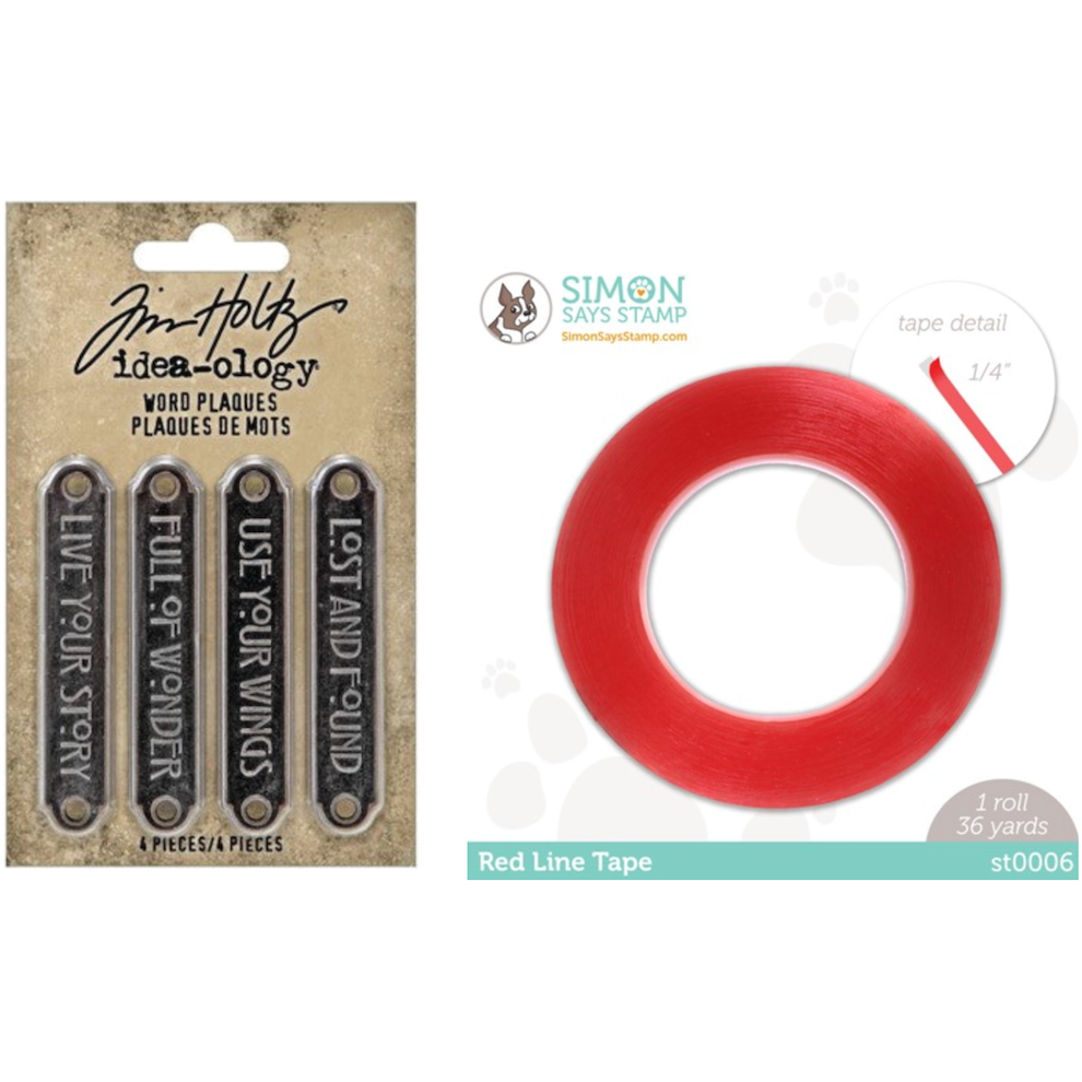 Tim Holtz Idea-ology Word Plaques and Red Tape 1/4 Bundle