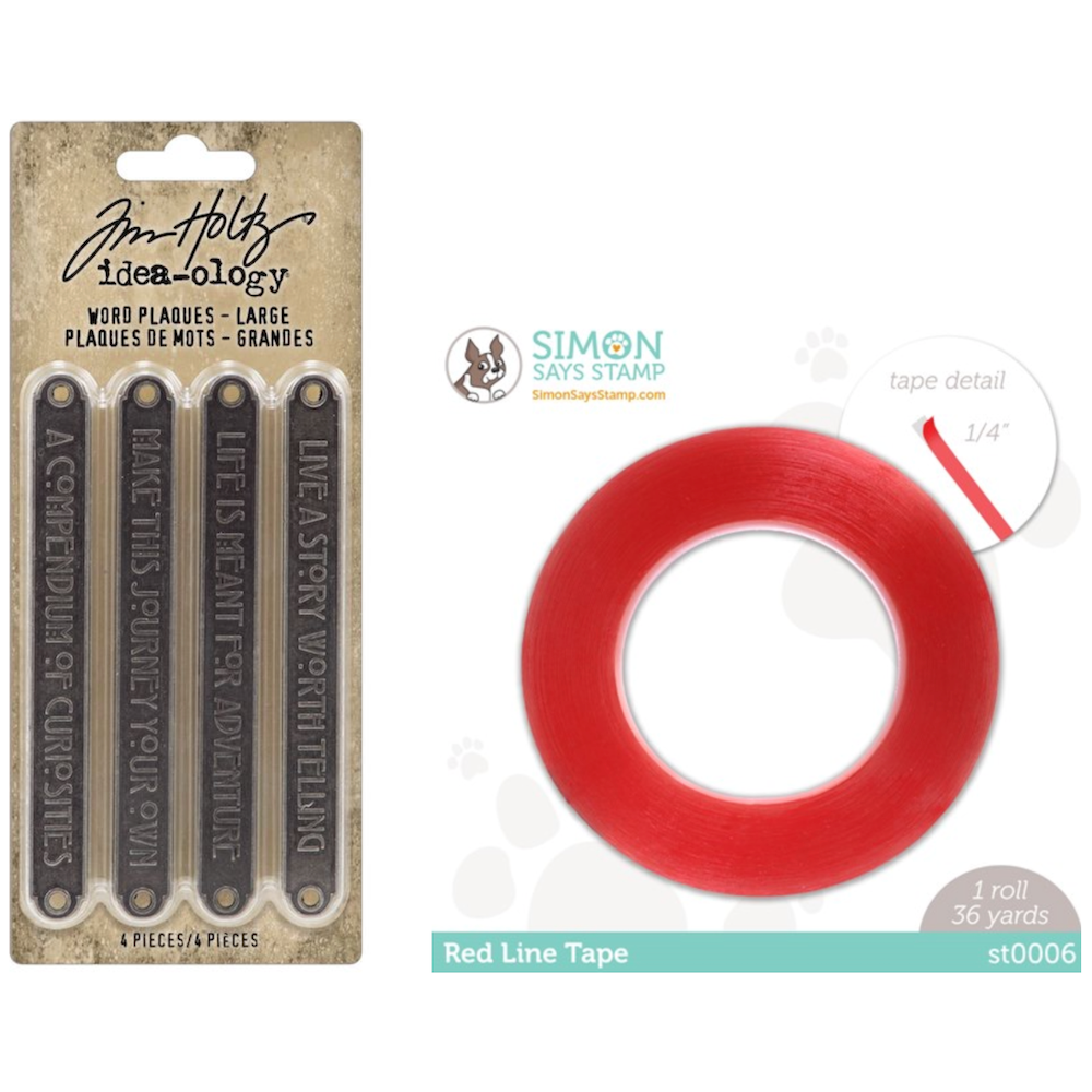 Tim Holtz Idea-ology Word Plaques Large and Red Tape 1/4 Bundle