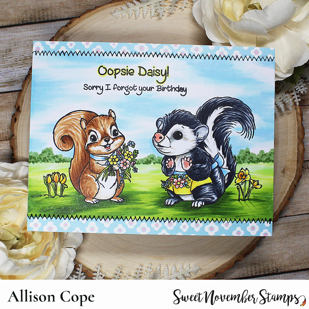 Sweet November Stamps Spring Garden Critters Clear Stamp Set sns-sp-sg-24 daisy