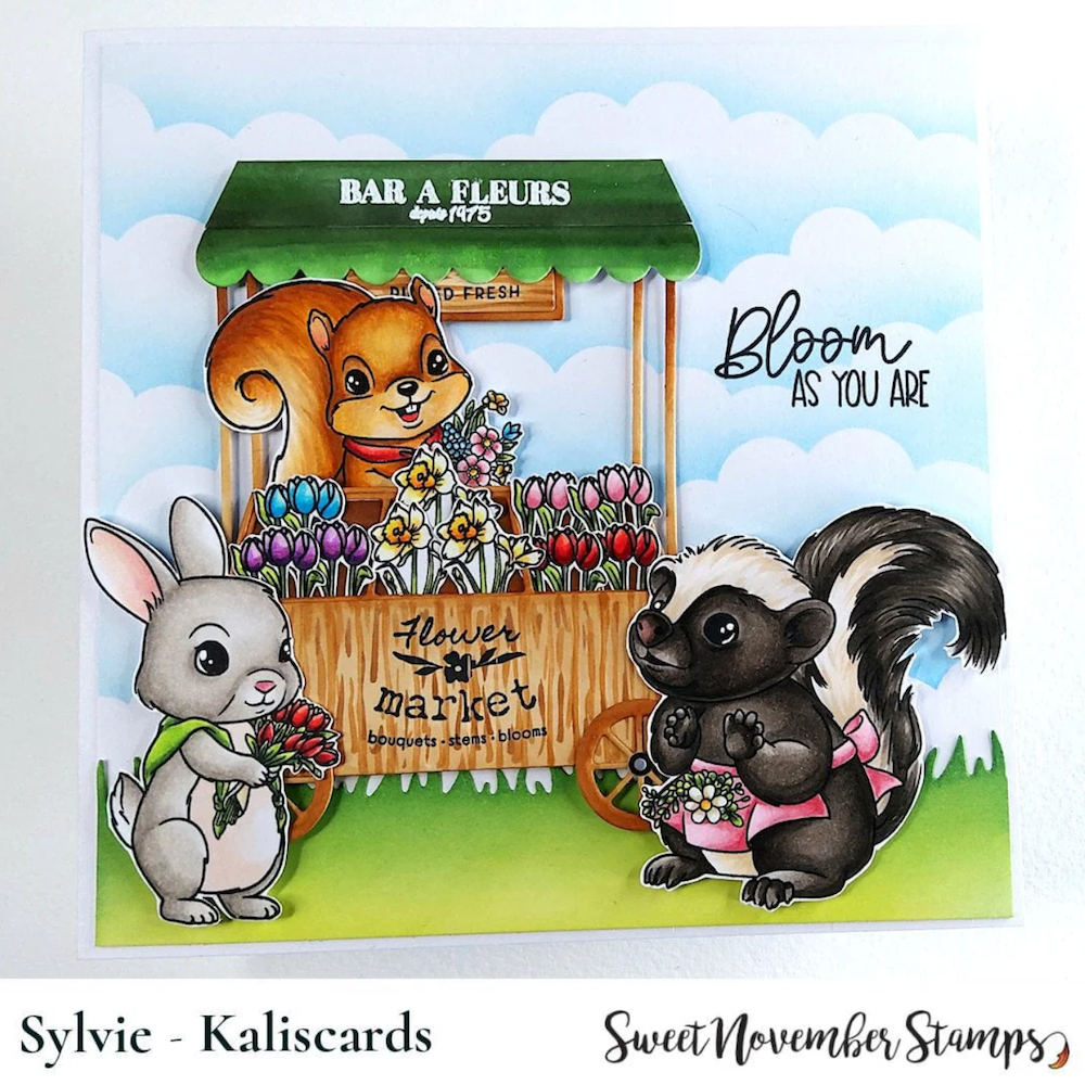 Sweet November Stamps Spring Garden Critters Clear Stamp Set sns-sp-sg-24 bloom