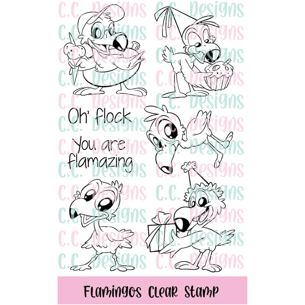 C.C. Designs Flamingos Clear Stamp Set ccd-0354