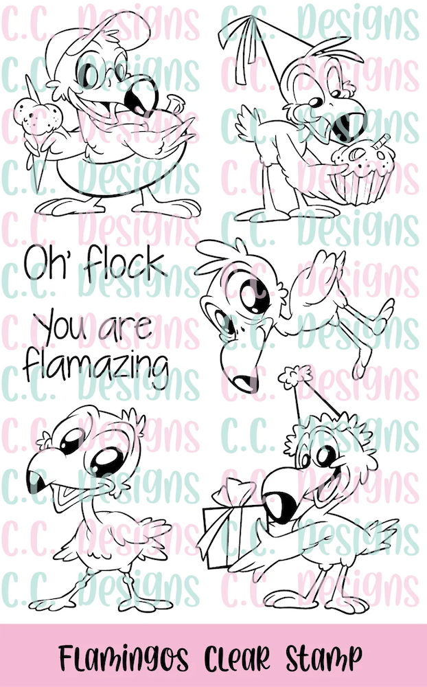 C.C. Designs Flamingos Clear Stamp Set ccd-0354