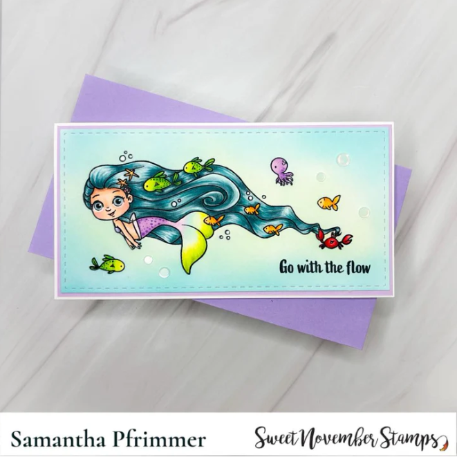 Sweet November Stamps Go with the Flow Clear Stamp Set sns-mm-gf-24 blue
