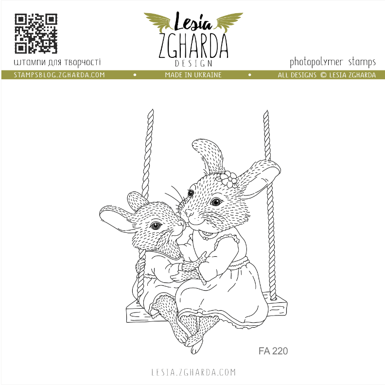 Lesia Zgharda Bunnies on Swing Clear Stamp fa220