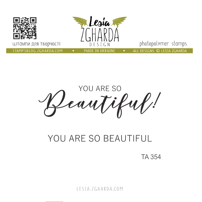 Lesia Zgharda You Are So Beautiful Clear Stamp ta354