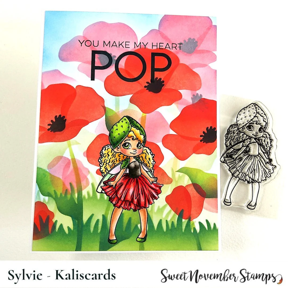 Sweet November Stamps August Poppy Fairy Clear Stamp Set sns-mf-ap-24 pop