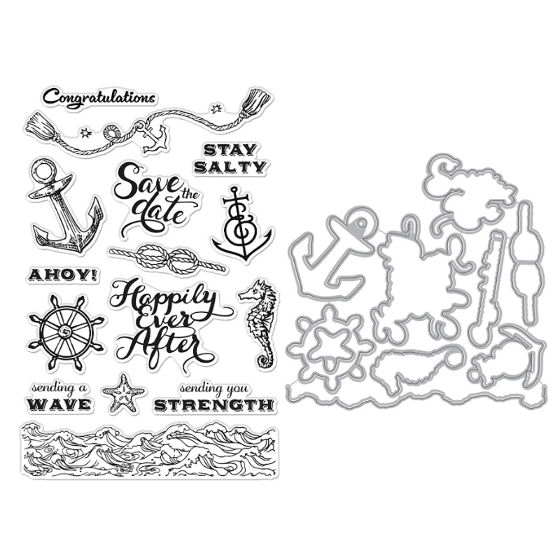 Hero Arts Nautical Messages Clear Stamp and Die Set sb405
