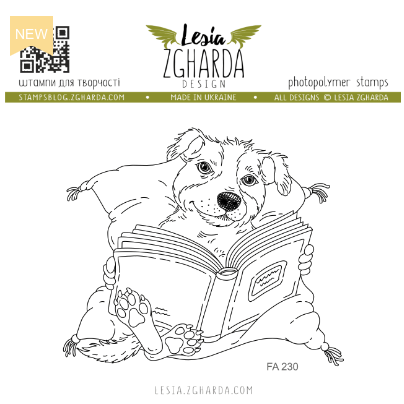 Lesia Zgharda Reading Dog Clear Stamp fa230
