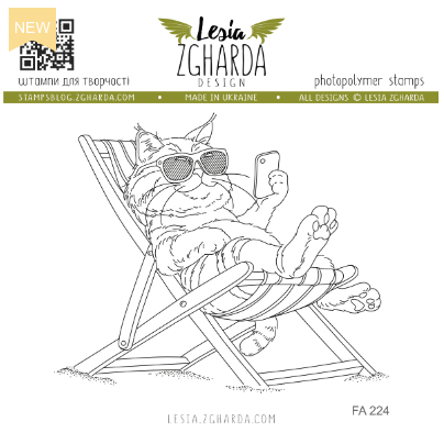 Lesia Zgharda Sunbathing Cat Clear Stamp fa224