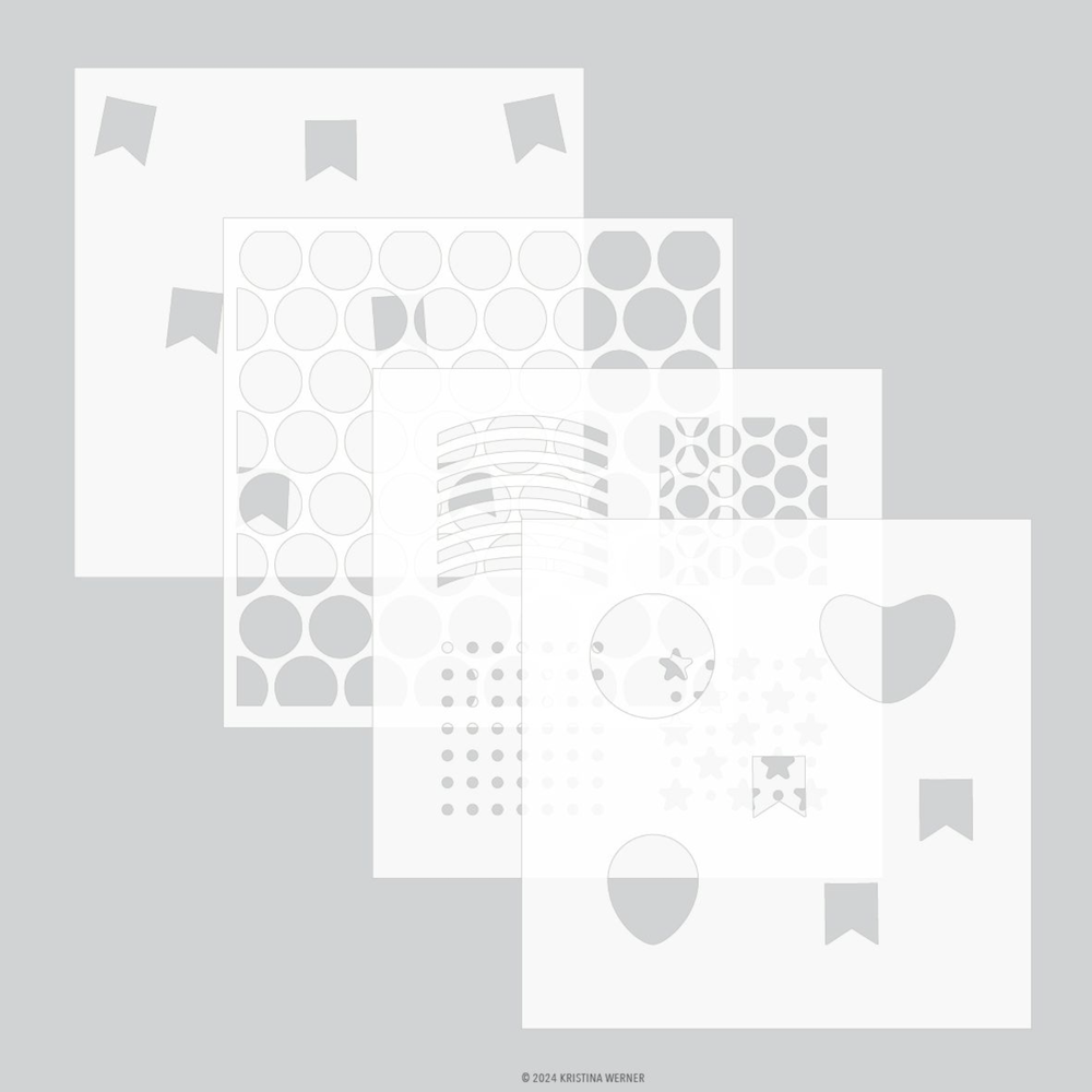 Concord & 9th Kristina Werner Banner and Balloons Stamp Die Stencil Bundle