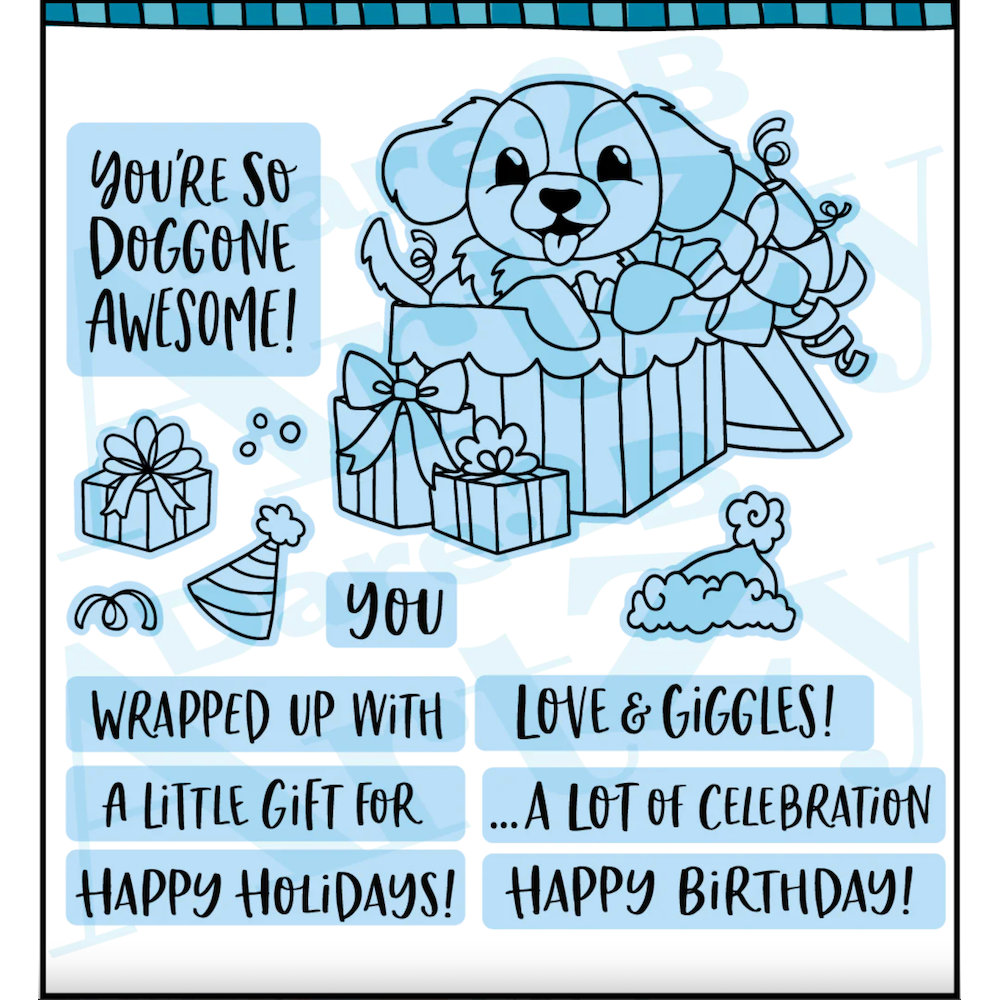 Dare 2B Artzy Puppy Present Stamp and Die Bundle