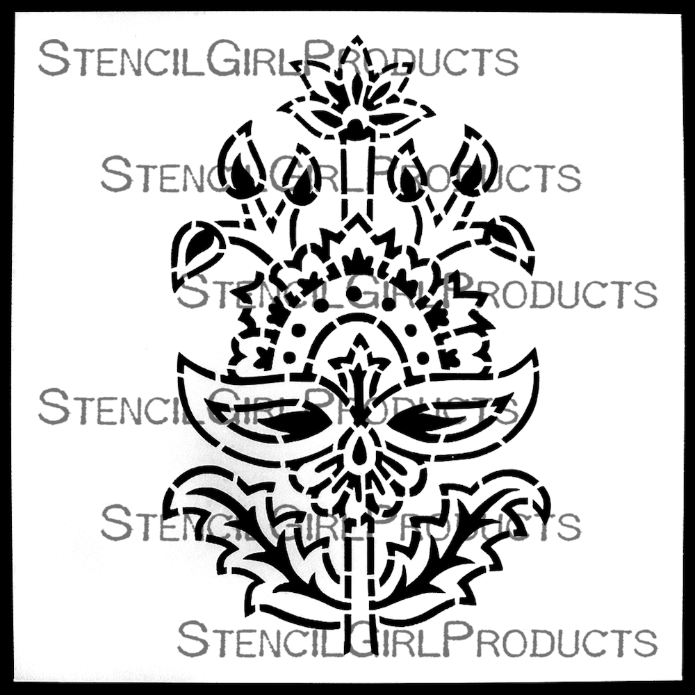 StencilGirl Woodblock Flower Stencil sa1009*