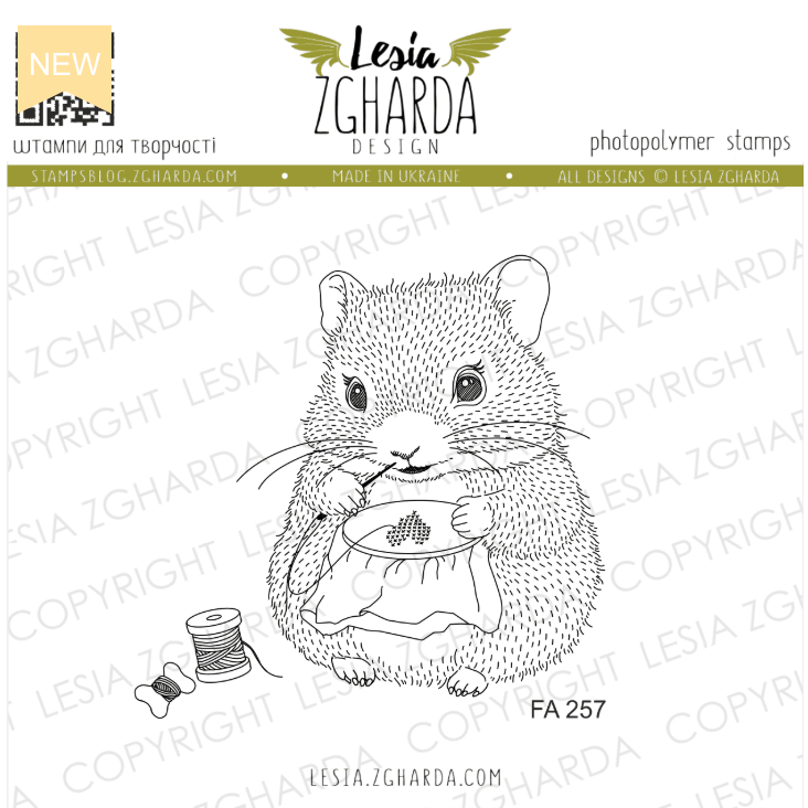 Lesia Zgharda Stitching Hamster Clear Stamp Set fa257