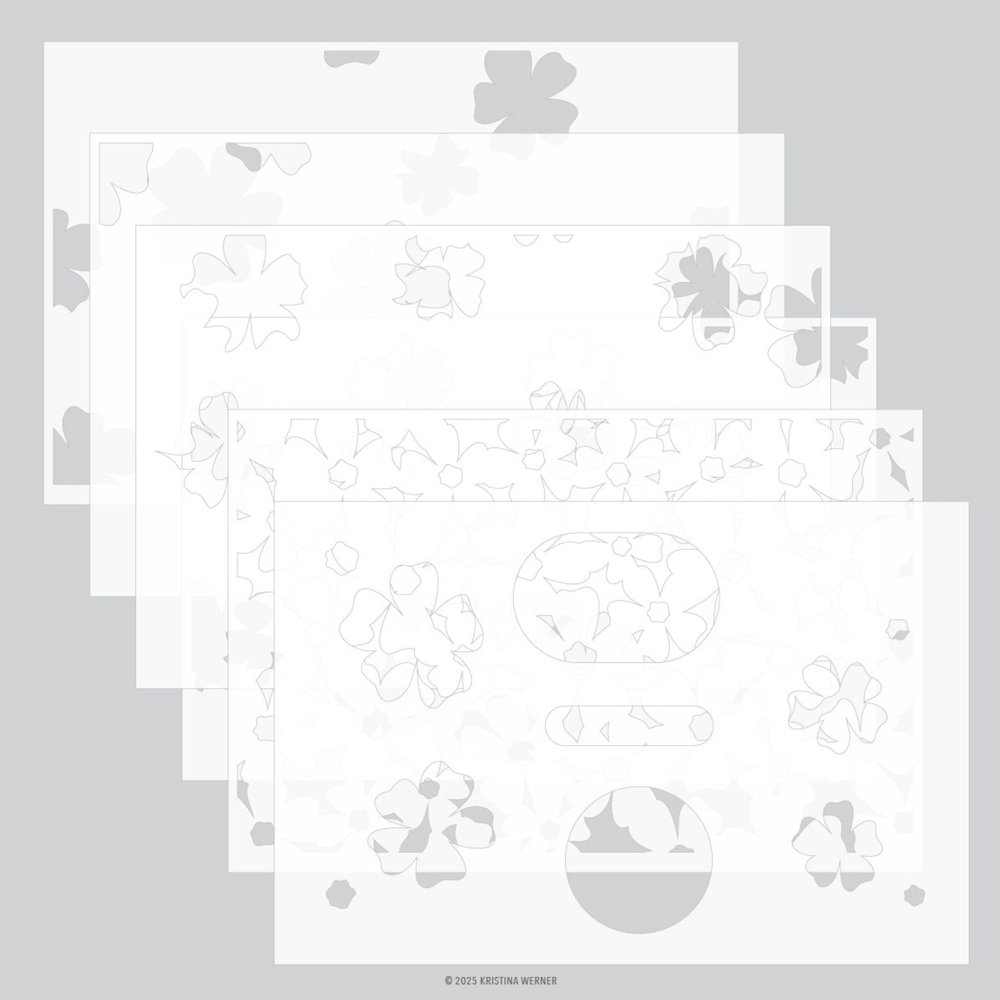 Concord & 9th Kristina Werner Pretty Posies Stamps Stencil and Die Bundle