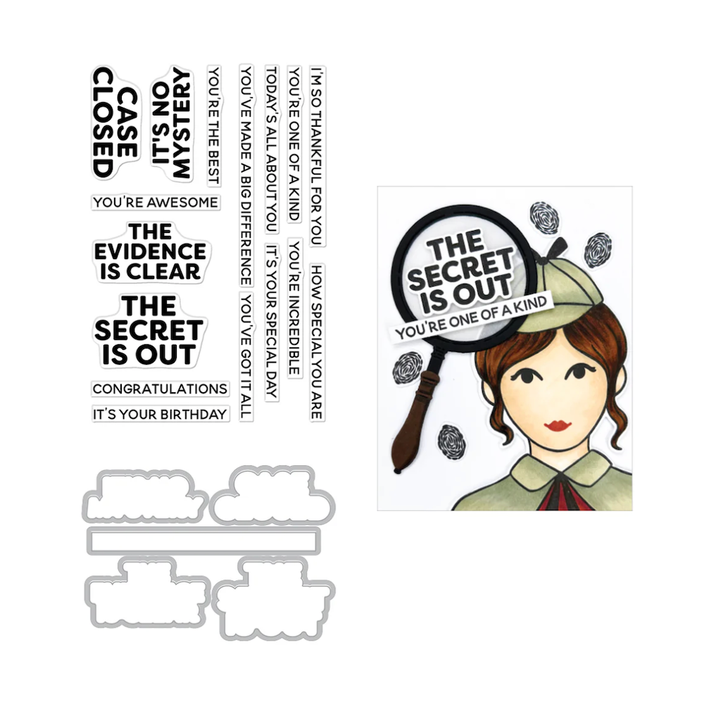 Hero Arts It's No Mystery Clear Stamp and Die Set sb508