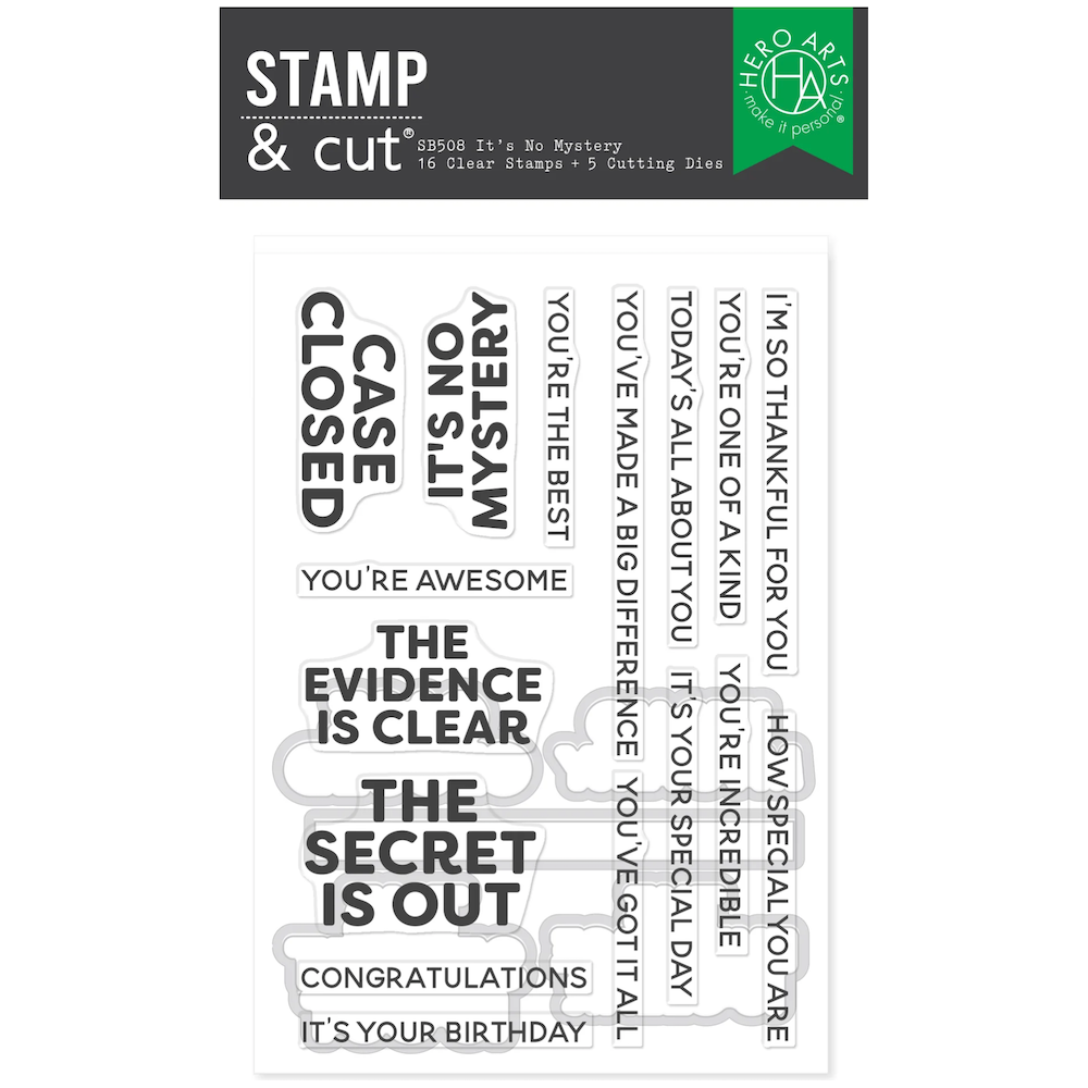 Hero Arts It's No Mystery Clear Stamp and Die Set sb508