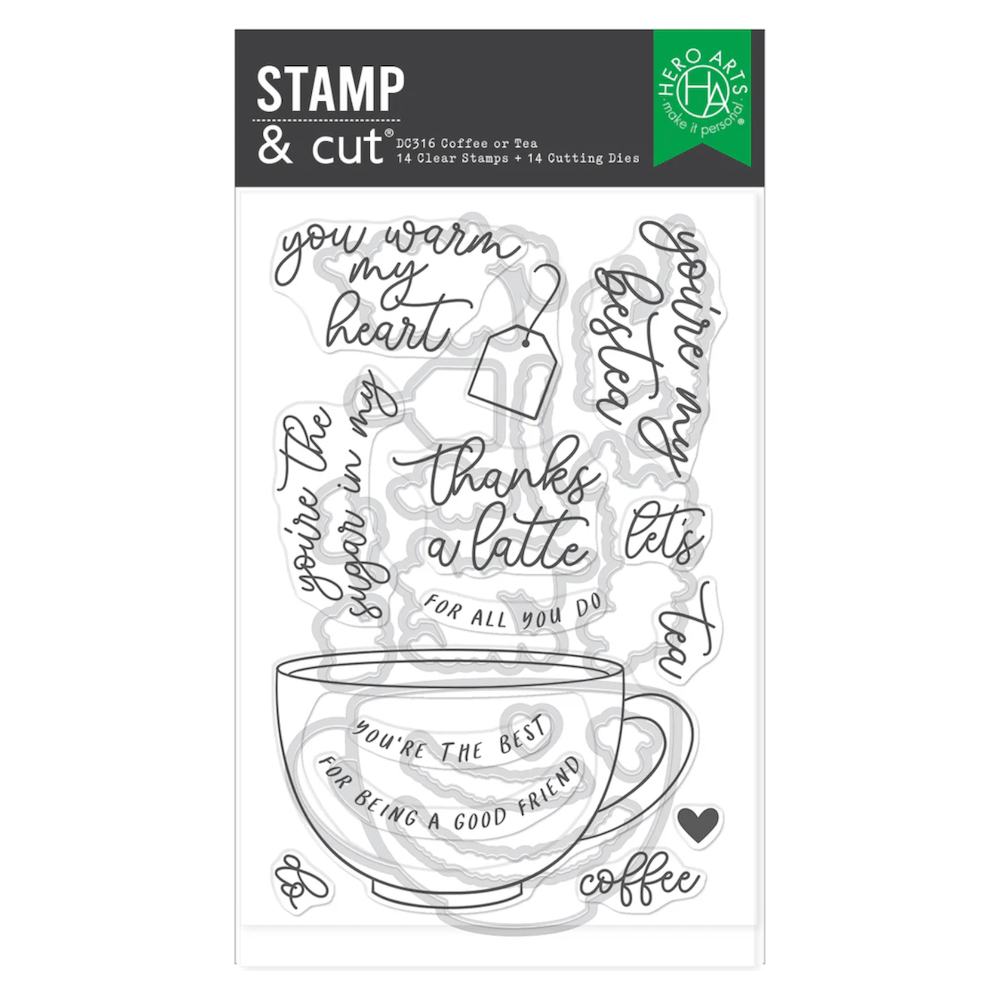 Hero Arts Coffee or Tea Clear Stamp and Die Set dc316